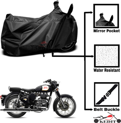 KEDIT Two Wheeler Cover for Royal Enfield(Bullet 350, Black)