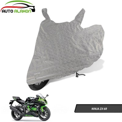 AUTO ALAXON Waterproof Two Wheeler Cover for Kawasaki(Ninja ZX-6R, Silver)