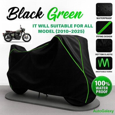 AutoGalaxy Waterproof Two Wheeler Cover for Royal Enfield(Classic 350 Signals, Black)