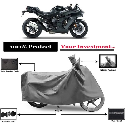 Amexride Two Wheeler Cover for Kawasaki(Ninja H2 SX BS6, Grey)