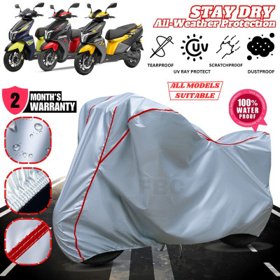AutoGalaxy Waterproof Two Wheeler Cover for TVS(NTORQ, Silver, Red)