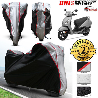 Car Styling Waterproof Two Wheeler Cover for TVS(Jupiter 125, Black, Silver)