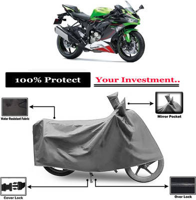 Amexride Two Wheeler Cover for Kawasaki(Ninja ZX-6R BS6, Grey)
