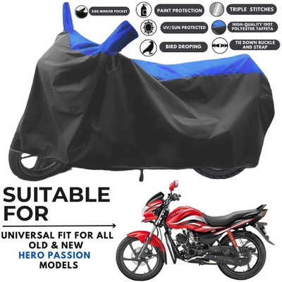 ZAQE Two Wheeler Cover for Hero(Passion Xpro, Black, Blue)