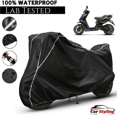 Car Styling Waterproof Two Wheeler Cover for Ather(450 X, Black, White)