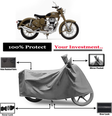 Amexride Two Wheeler Cover for Royal Enfield(Classic Desert Storm, Grey)