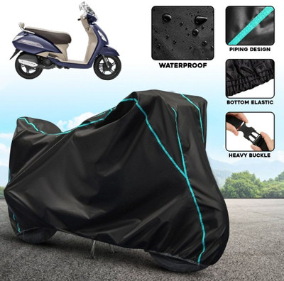 SThanaveX Waterproof Two Wheeler Cover for TVS(Jupiter, Black, Blue)
