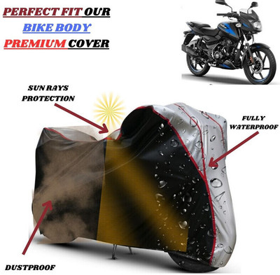 kerwa Waterproof Two Wheeler Cover for Bajaj(Pulsar 125, Black, Silver)