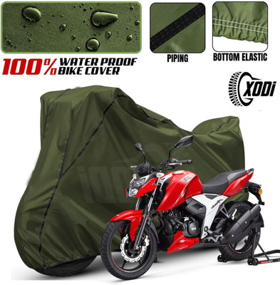 xodi Waterproof Two Wheeler Cover for TVS(Apache RTR 160, Green, Black)