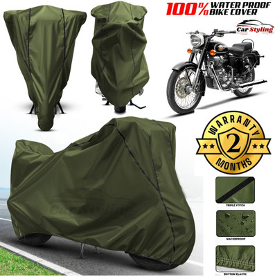 Car Styling Waterproof Two Wheeler Cover for Royal Enfield(Bullet 350, Green, Black)