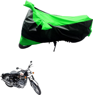 Mdstar Waterproof Two Wheeler Cover for Royal Enfield(Classic 500, Black, Green)