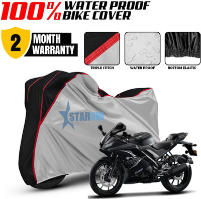 Starvin Waterproof Two Wheeler Cover for Yamaha(R15, Silver, Black)