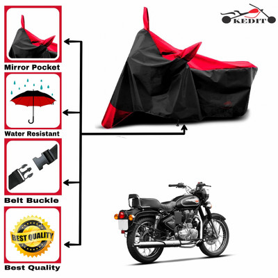 KEDIT Two Wheeler Cover for Royal Enfield(Meteor 350, Red, Black)