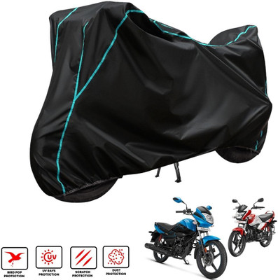 ZAQE Two Wheeler Cover for Hero(Splendor I Smart, Black, Blue)
