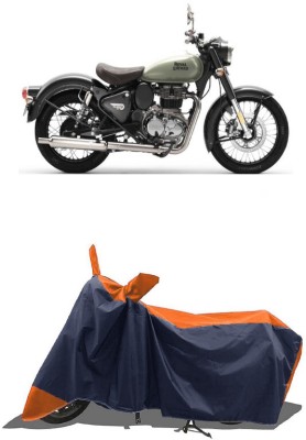 SUGASHRI Waterproof Two Wheeler Cover for Royal Enfield(Classic 350, Orange, Blue)