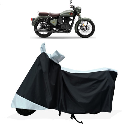Tricway Two Wheeler Cover for Royal Enfield(Classic 350 Signals, White)