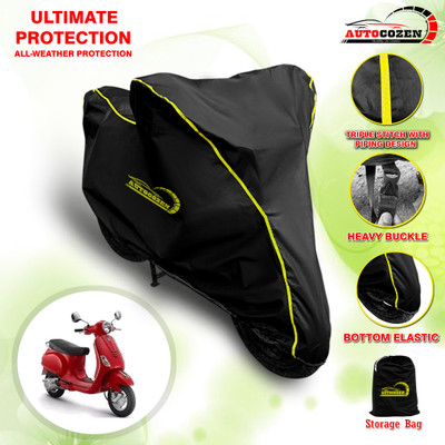 AUTOCOZEN Waterproof Two Wheeler Cover for Vespa(Vespa LX 125, Black)