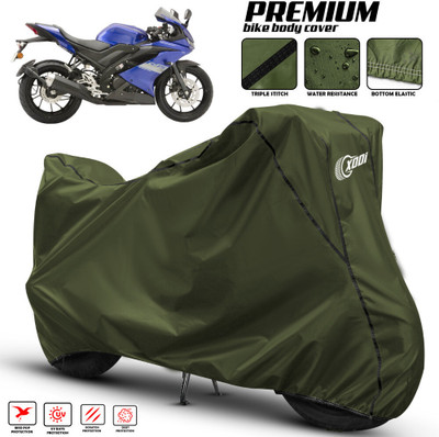 AutoGalaxy Waterproof Two Wheeler Cover for Yamaha(R15, Green, Black)