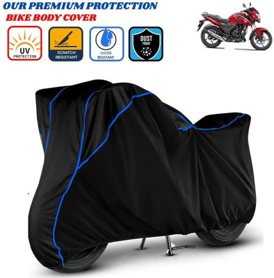 Delphinium Waterproof Two Wheeler Cover for Honda(SR 160, Black, Blue)