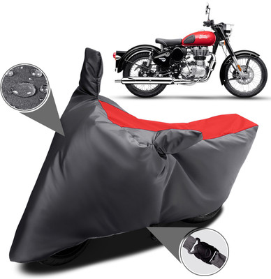 MMSSTAR Waterproof Two Wheeler Cover for Royal Enfield(350, Grey, Red)