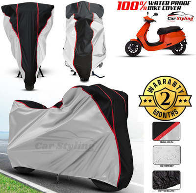 Car Styling Waterproof Two Wheeler Cover for Ola(Scooty, Silver, Black)