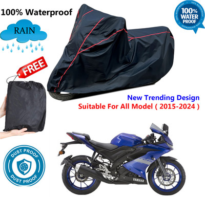 AutoGalaxy Waterproof Two Wheeler Cover for Yamaha(YZF R15 V3 BS6, Black, Red)