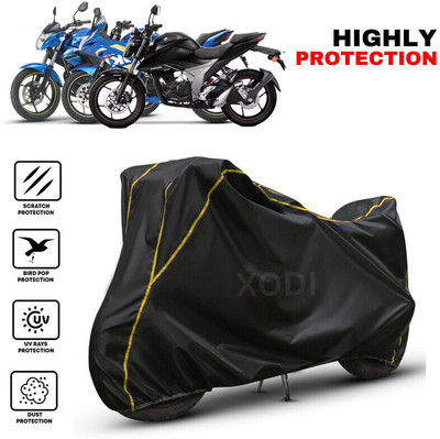 xodi Waterproof Two Wheeler Cover for Suzuki(Gixxer, Black, Yellow)