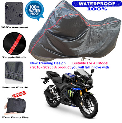 AutoGalaxy Waterproof Two Wheeler Cover for Yamaha(YZF R15 V3 Moto GP Edition, Black, Red)