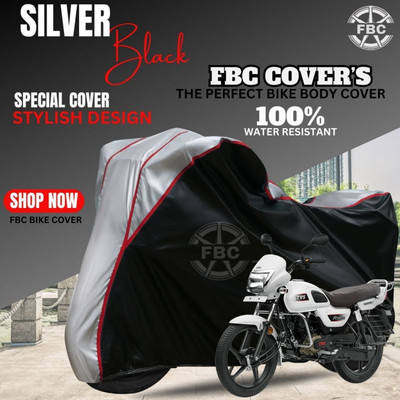 FBC Waterproof Two Wheeler Cover for TVS(Radeon, Black, Silver)