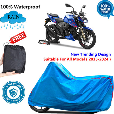 OliverX Waterproof Two Wheeler Cover for TVS(Apache RTR 200 4V, Blue)