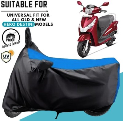 MADAFIYA Waterproof Two Wheeler Cover for Hero(Destini 125, Black, Blue)