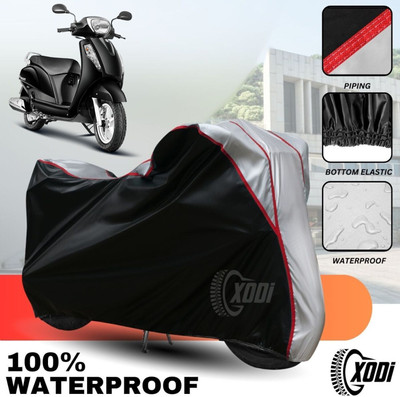 xodi Waterproof Two Wheeler Cover for Suzuki(Access, Silver, Black)