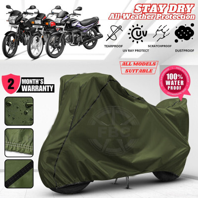 AUTOCAD Waterproof Two Wheeler Cover for Hero(Super Splendor, Green, Black)