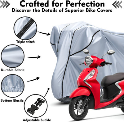 AutoGalaxy Waterproof Two Wheeler Cover for Yamaha(Fascino, Black, Silver)