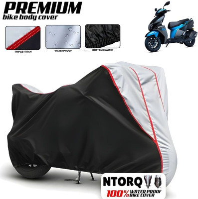 Mwiss Waterproof Two Wheeler Cover for TVS(NTORQ, Black, Silver)