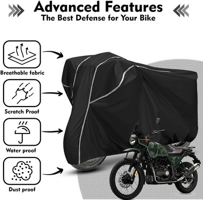 Shiv Kanha Waterproof Two Wheeler Cover for Royal Enfield(Himalayan, Black, White)