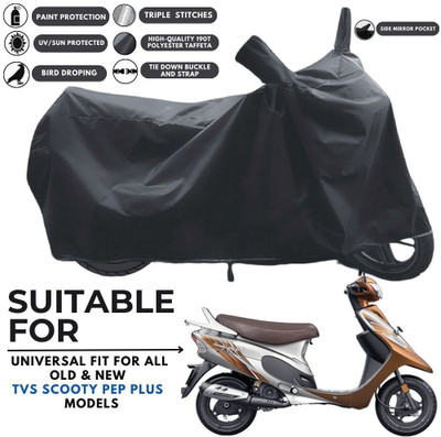 MADAFIYA Two Wheeler Cover for TVS(Scooty Pep Plus BS6, Black)
