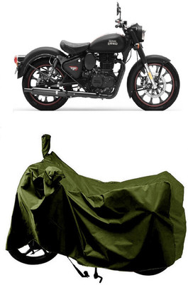 SUGASHRI Waterproof Two Wheeler Cover for Royal Enfield(Classic Stealth Black, Green)