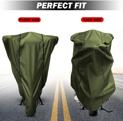 Shiv Kanha Waterproof Two Wheeler Cover for Hero(HF Deluxe BS6, Green, Black)