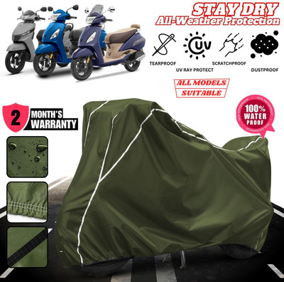 AutoGalaxy Waterproof Two Wheeler Cover for TVS(Jupiter, Green, White)