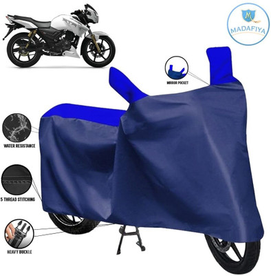 MADAFIYA Waterproof Two Wheeler Cover for TVS(Apache RTR 180, Blue, Multicolor)