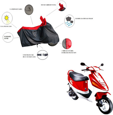 RiderShine Waterproof Two Wheeler Cover for Kinetic(Zing, Black, Red)