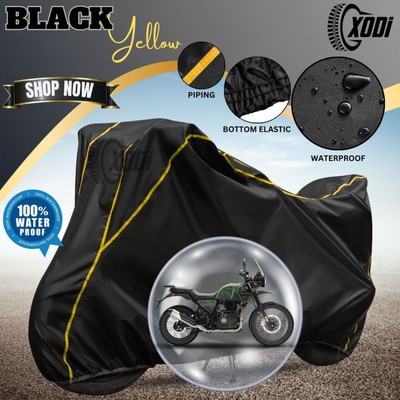 xodi Waterproof Two Wheeler Cover for Royal Enfield(Himalayan, Black, Yellow)