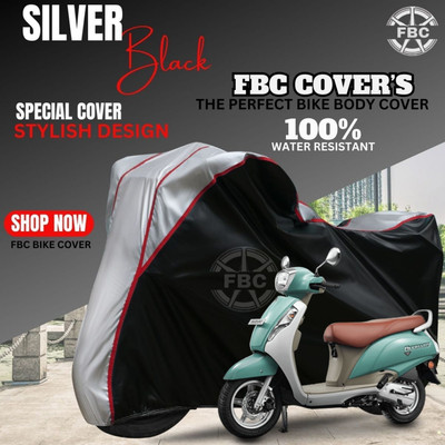 AutoGalaxy Waterproof Two Wheeler Cover for Suzuki(Access 125, Black, Silver)