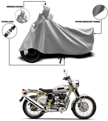 ANTHUB Waterproof Two Wheeler Cover for Royal Enfield(Bullet Trials 500, Silver)