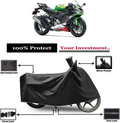 Amexride Two Wheeler Cover for Kawasaki(Ninja ZX-6R BS6, Black)