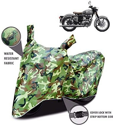 prathisthasetu Waterproof Two Wheeler Cover for Royal Enfield(Classic Gunmetal, Green)