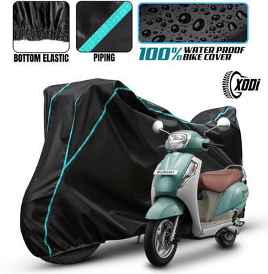 xodi Waterproof Two Wheeler Cover for Suzuki(Access 125, Black, Red)