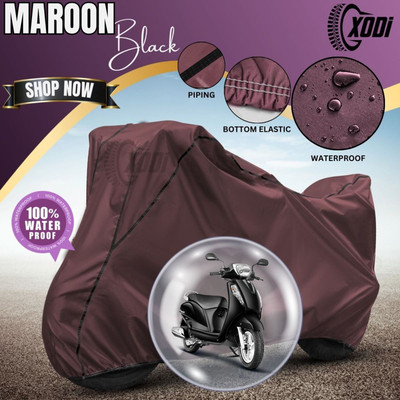 xodi Waterproof Two Wheeler Cover for Suzuki(Access, Maroon, Black)