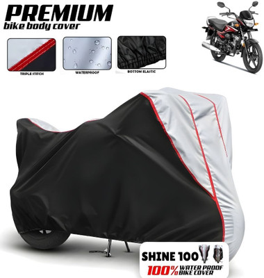Mwiss Waterproof Two Wheeler Cover for Honda(CB Shine, Black, Silver)